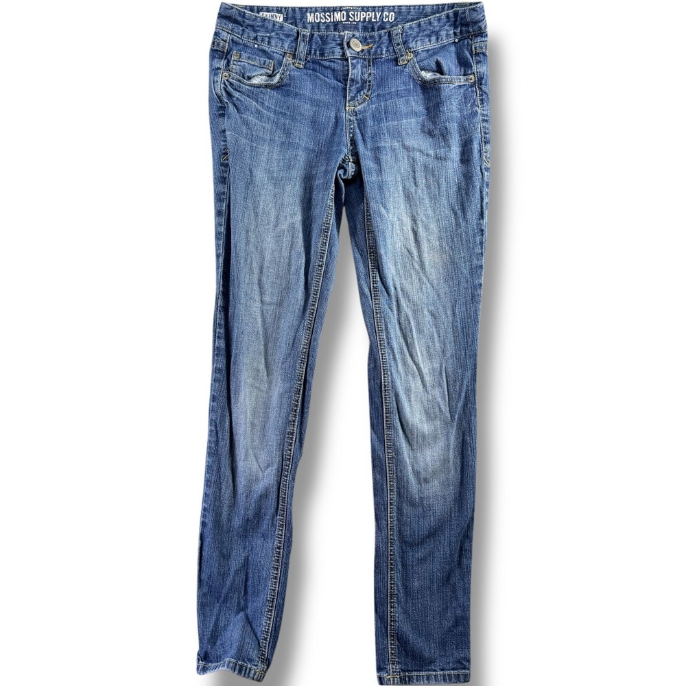 Mossimo Supply Co Blue Denim Distressed Skinny Jeans Women Size 5S 5 Short